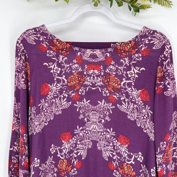 Free People Floral Peplum Ruffled Open Back Mini Dress SMOOTH TALKER FLORAL - Picture 6 of 11